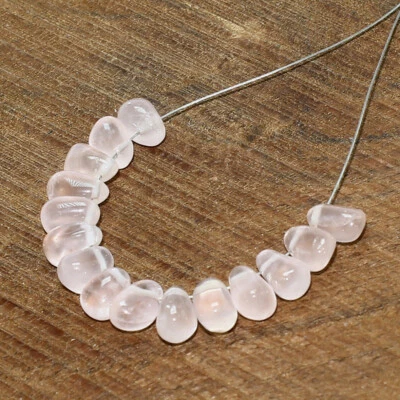 Rose Quartz Smooth Drop Beads Briolette Natural Loose Gemstone Making Jewelry - Image 1 of 3