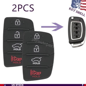 2 Key Rubber Pad Fob for 2013 2014 2015 2016 2017 2018 2019 Hyundai Santa fe 4B - Picture 1 of 8