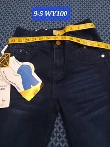 JEANS STRETCH DENIM DARK BLUE, WAIST 27IN, 9-5 WY100 ,SKINNY JEANS, BUTT LIFTING - Picture 1 of 5