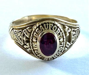 Josten's 10K Gold 1971 Tidal Wave Beaufort High School Ladies Class Ring Sz 8.75 - Picture 1 of 12
