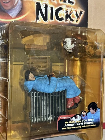 2000 McFarlane Little Nicky Sleeping on Radiator & Peeing Mr. Beefy Figures Cover