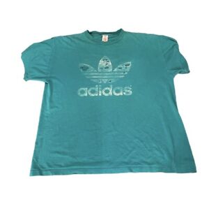 Thrashed 80s/90s Adidas Big Logo Double Sided Green Shirt Made In USA