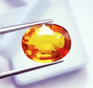 Zaffiro Arancio Naturale 6,77 Ct Gemma Sciolta Certificata Taglio Ovale Zaffi... - Foto 1 di 8