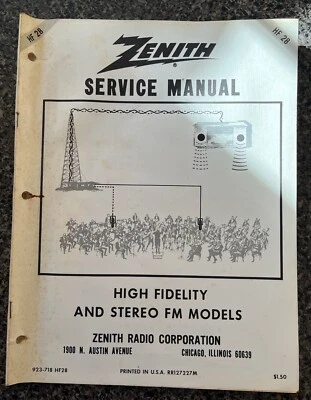 Zenith Service Manual HF28 High Fidelity and Stereo FM Models Part #923-718 - Image 1 of 4