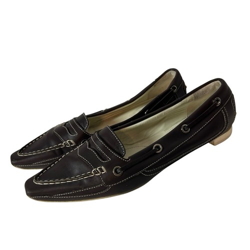Scarpe da guida Tod’s da donna in pelle marrone a punta piatte taglia US 7 EU 37