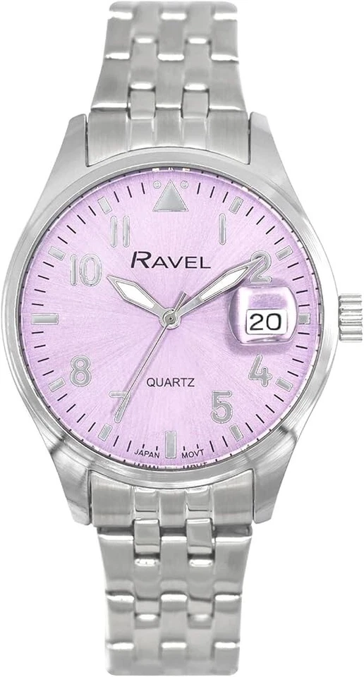 Ravel Ladies Super Bold Big Number Everyday Watch With White Dial Lilac Strap