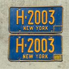 1966 to 1973 New York License Plate Pair H 2003 YOM DMV Clear Ford Chevy Dodge