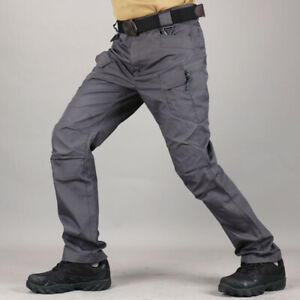 Military Tactical Cargo Pants Mens Hiking Outdoor Quick-Dry Waterproof Trousers