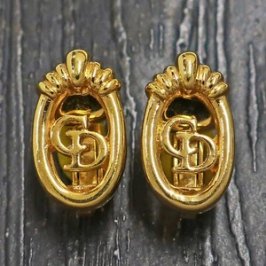 Christian Dior vergoldete CD Logo ovale Clip Ohrringe #9834a Rise-on - Bild 1 von 6