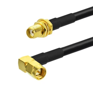 RG58 SMA Female Bulkhead Mount to SMA Male Right Angle Cable Coaxial Cable 15cm - Picture 1 of 3