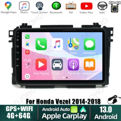 4+64GB Android 13 Car Stereo Radio Wifi CarPlay For Honda Vezel HR-V 2014-2018 - Image 1 of 4