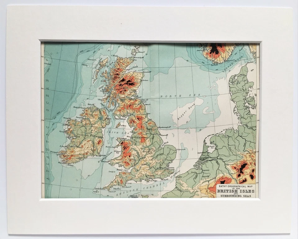 Islas Británicas - Mapa pequeño antiguo de 1900 de Bartolomé - montado mate Foto 1 de 1