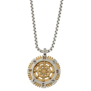 Collana Da Uomo Galassia GSCL180 In Acciaio Simbolo Timone Colore Argento e Oro - Picture 1 of 2