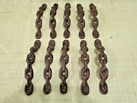 10 Large Cast Iron Antique style CHAIN Barn Handle, Gate Pull, Shed Door Handles Cover