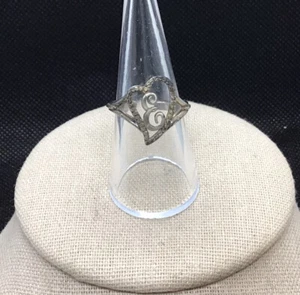 Sterling Silver 925 Letter/Initial "E" Heart Open Design Ring Sz 8 X379 - Picture 1 of 4