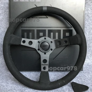 350mm/14inch MOMO BLACK EDITION MOD07 Deep Dish Suede Sport Steering Wheel - Picture 1 of 7