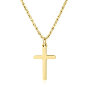 14K Gold Filled Cross Pendant Necklace Crucifix Jewelry Necklace for Men Women - Picture 1 of 7
