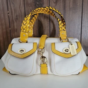 Coach Daphne Off White Canvas Braided Leather Framed Satchel Limited Edition - Bild 1 von 12