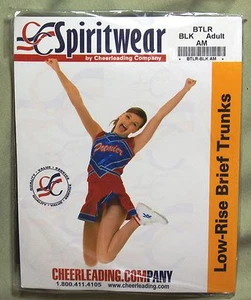 NWT Spiritwear Cheerleading Low Rise Brief Trunks White Black Blue Adult S-XL - Picture 1 of 2