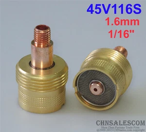 2 pcs 45V116S Large Gas Len Collet Bodys for Tig Torch WP-9/20/25 1.6mm 1/16" - Picture 1 of 4