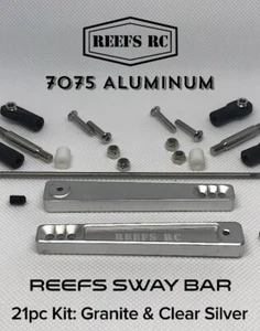 REEF'S RC Sway Bar 7075 Hard ARGENTO kit alluminio granito assiale RR10 bombardieri 18 - Foto 1 di 1