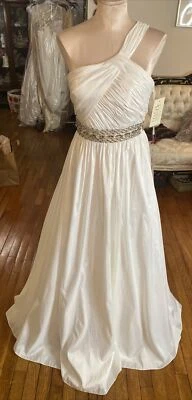 #123 Riva Wedding Gown One Shoulder NWT Sz 8 - Image 1 of 4