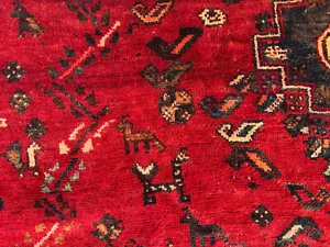 8x10 ANTIQUE ORIENTAL RUG HAND-KNOTTED VINTAGE RED BLUE HANDMADE heriz 8x11 big - Picture 1 of 23