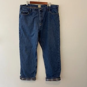 Pantalones de mezclilla forrados de franela pelirroja de pierna recta para hombre 42x34 - Imagen 1 de 9