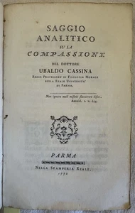 Analytischer Essay über Mitgefühl Ubaldo Cassina 1772 Emile Rousseau Piquant - Bild 1 von 3