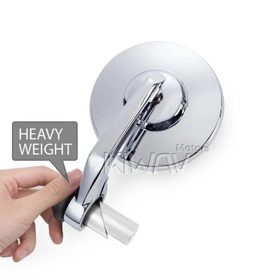 Bar end mirrors heavy weight BOB round chrome hollow bar ID 14-24mm fits Triumph - Image 1 of 4