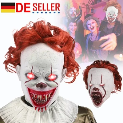 Halloween Horror Maske Pennywise Cosplay LED Clown Maske Fasching Stephen Kings - Bild 1 von 4