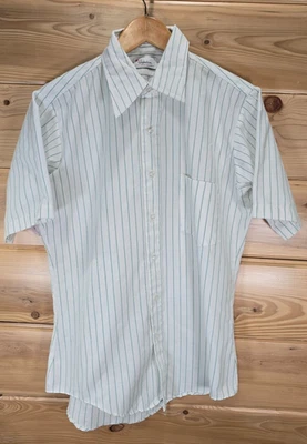 VTG Wyledon 60s 70s Short Sleeve Button Shirt Striped Men Large Permanent Press - Image 1 of 4