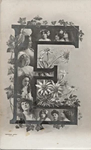 Large Initial Letter "E" Pretty Women in Letter Postcard Undivided Back UNU - Picture 1 of 2
