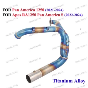 For Pan America 1250 Apos RA1250 Motorcycle Exhaust Slip On Front Pipe Titanium - Picture 1 of 6