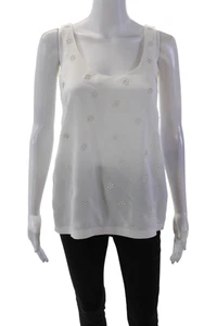 Rag & Bone Womens Floral Textured Scoop Neck Sleeveless Tank Top White Size S - Picture 1 of 6