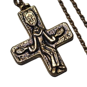 Collar Colgante Cruz Monje Medieval Renacimiento Modernista Grueso Pesado De Colección - Imagen 1 de 9