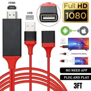 1080P HDMI Cable Phone to TV HDTV AV Adapter Universal For iPhone Android Type C - Picture 1 of 18