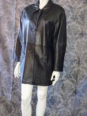VALERIE STEVENS PETITES NEW ZEALAND LAMBSKIN LEATHER COAT SOFT STYLISH SIZE PM - Image 1 of 4