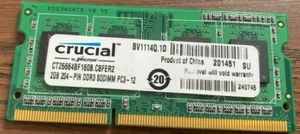 CT25664BF160B.C8FER2 Crucial 2GBPC3-12800 DDR3-1600MHz/204-Pin SoDimm - Picture 1 of 2