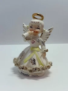 Vintage 50's Lefton Spaghetti Trim January New Year Angel Figurine AR1987 - Picture 1 of 11