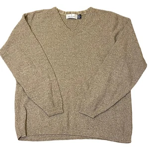 VTG Bill Blass Beige Textured Pull Over V-Neck Sweater Cotton Blend Men's Size L - Picture 1 of 6