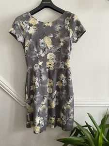 *NEXT* Cool cotton stretch Grey Yellow floral comfy dress with pockets size 10 - Picture 1 of 17