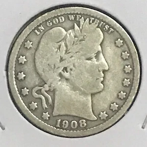 U.S. Barber Quarter VG 1908-O - Foto 1 di 2