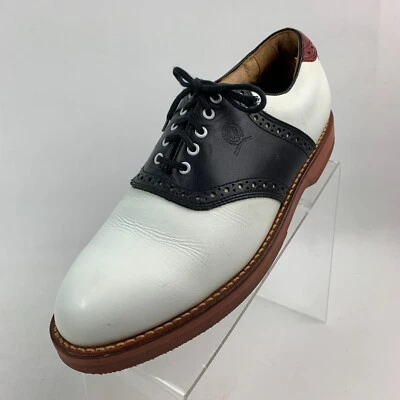 Tommy Hilfiger Golf Saddle Oxford White/Navy/Red Leather Lace Up Shoes Sz 10.5M - Image 1 of 4