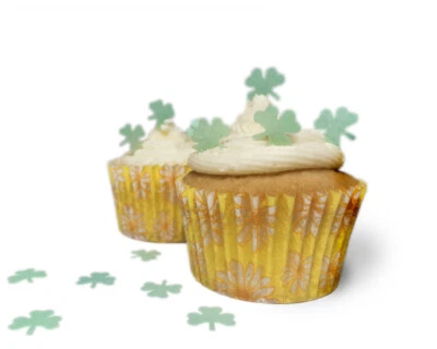 50 tapas de papel comestible oblea de papel para pastel mini trébol verde precortadas día de San Patricio Foto 1 de 3