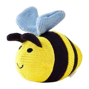 Mud Pie Baby Boy Poly Knit Bumblebee Rattle 4" x 4 " NEW - Picture 1 of 1