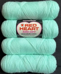 (4) Red Heart Baby Fingering Weight Yarn PASTEL GREEN# 680, 2 oz. - Picture 1 of 8