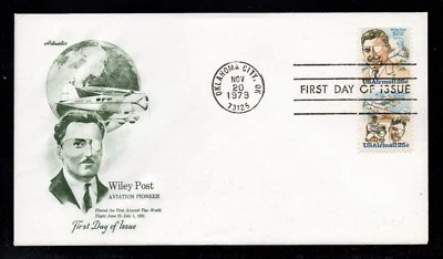 First Day Cover Scott # C96a, 25¢ Wiley Post, 1979, with Art Craft Cachet - Image 1 of 2