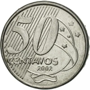 Brazil 50 Centavos Rio Branco; copper-nickel Coin KM651 1998 - 2001 - Picture 1 of 4
