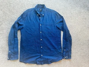 H&M NAVY CASUAL SHIRT. SIZE MEDIUM. BUTTON COLLAR. P2P 20.5”. - Picture 1 of 4